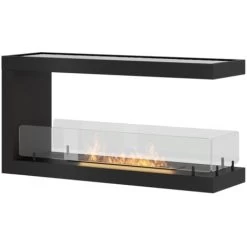 Cheminée Au Bioéthanol Intégrée Design U1000.1 Avec Verre Ouvert Sur 3 Côtés Brûleur De 0,7 Litre