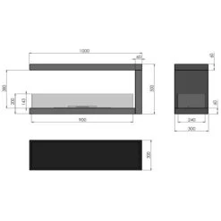 Cheminée Au Bioéthanol Intégrée Design U1000.1 Avec Verre Ouvert Sur 3 Côtés Brûleur De 0,7 Litre -Chauffage Équipement Magasin 79487353 5