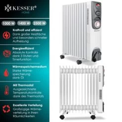 KESSER® Radiateur à Bain D’huile - Chauffage électrique Chauffage à Bain D’huile 2 500 W Radiateur électrique Mobile, Minuterie, Ventilateur, Mise Hors Tension Automatique Réglage Continu De La Te -Chauffage Équipement Magasin 80441922 3