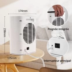 Meykoers Chauffage électrique Soufflant 750-1500W Petit Ménage Chauffage Soufflant Blanc PTC Chaleur Chauffage Silencieux 9 Meykoers Chauffage électrique Soufflant 750-1500W Petit Ménage Chauffage Soufflant Blanc PTC Chaleur Chauffage Silencieux -Chauffage Équipement Magasin 80894755 5