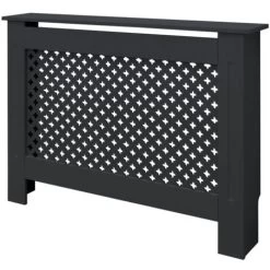 Cache-radiateur Style Maison De Campagne Habillage MDF Anthracite 112x19x82 Cm
