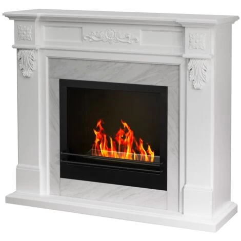 Cheminée Au Sol Au Bioéthanol Avec Cadre Effet Marbre Blanc Truman 2 Cheminée Au Sol Au Bioéthanol Avec Cadre Effet Marbre Blanc Truman – Image 2