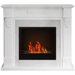Cheminée Au Sol Au Bioéthanol Avec Cadre Effet Marbre Blanc Truman 7 Cheminée Au Sol Au Bioéthanol Avec Cadre Effet Marbre Blanc Truman -Chauffage Équipement Magasin 81623784 3