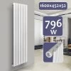 Aquamarin® Radiateur Vertical - à Panneau Plat Simple, 1600 X 452 X 52 Mm, Acier, Blanc - Chauffage Central Pour Salle De Bain, Salon, Cuisine, Couloir, Chambre à Coucher