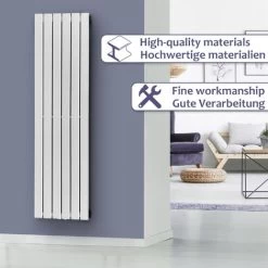 Aquamarin® Radiateur Vertical - à Panneau Plat Simple, 1600 X 452 X 52 Mm, Acier, Blanc - Chauffage Central Pour Salle De Bain, Salon, Cuisine, Couloir, Chambre à Coucher -Chauffage Équipement Magasin 82144576 3