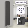 Aquamarin® Radiateur Vertical - à Panneau Plat Double, 1600 X 304 X 69 Mm, Acier, Anthracite - Chauffage Central Pour Salle De Bain, Salon, Cuisine, Couloir, Chambre à Coucher