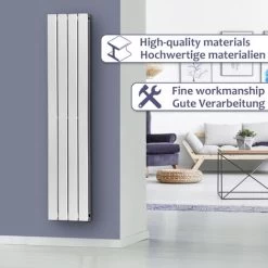 Aquamarin® Radiateur Vertical - à Panneau Plat Double, 1600 X 304 X 69 Mm, Acier, Anthracite - Chauffage Central Pour Salle De Bain, Salon, Cuisine, Couloir, Chambre à Coucher -Chauffage Équipement Magasin 82184095 3