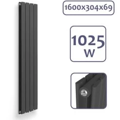 Aquamarin® Radiateur Vertical - à Panneau Plat Double, 1600 X 304 X 69 Mm, Acier, Anthracite - Chauffage Central Pour Salle De Bain, Salon, Cuisine, Couloir, Chambre à Coucher -Chauffage Équipement Magasin 82184095 4