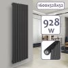 Aquamarin® Radiateur Vertical - à Panneau Plat Simple, 1600 X 528 X 52 Mm, Acier, Anthracite - Chauffage Central Pour Salle De Bain, Salon, Cuisine, Couloir, Chambre à Coucher