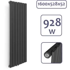 Aquamarin® Radiateur Vertical - à Panneau Plat Simple, 1600 X 528 X 52 Mm, Acier, Anthracite - Chauffage Central Pour Salle De Bain, Salon, Cuisine, Couloir, Chambre à Coucher -Chauffage Équipement Magasin 82184131 4