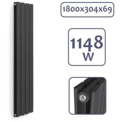 Aquamarin® Radiateur Vertical - à Panneau Plat Double, 1800 X 304 X 69 Mm, Acier, Anthracite - Chauffage Central Pour Salle De Bain, Salon, Cuisine, Couloir, Chambre à Coucher -Chauffage Équipement Magasin 82184597 4