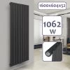 Aquamarin® Radiateur Vertical - à Panneau Plat Simple, 1600 X 604 X 52 Mm, Acier, Anthracite - Chauffage Central Pour Salle De Bain, Salon, Cuisine, Couloir, Chambre à Coucher