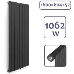 Aquamarin® Radiateur Vertical - à Panneau Plat Simple, 1600 X 604 X 52 Mm, Acier, Anthracite - Chauffage Central Pour Salle De Bain, Salon, Cuisine, Couloir, Chambre à Coucher -Chauffage Équipement Magasin 82750283 4