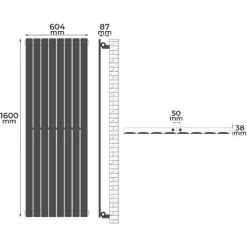 Aquamarin® Radiateur Vertical - à Panneau Plat Simple, 1600 X 604 X 52 Mm, Acier, Anthracite - Chauffage Central Pour Salle De Bain, Salon, Cuisine, Couloir, Chambre à Coucher -Chauffage Équipement Magasin 82750283 5