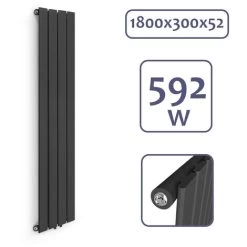 Aquamarin® Radiateur Vertical - à Panneau Plat Simple, 1800 X 300 X 52 Mm, Acier, Anthracite - Chauffage Central Pour Salle De Bain, Salon, Cuisine, Couloir, Chambre à Coucher -Chauffage Équipement Magasin 82750395 4