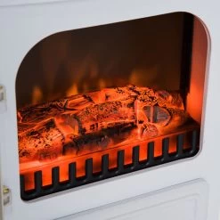 HOMCOM Cheminée électrique Poêle Style Rétro Thermostat 950-1850 W Blanc -Chauffage Équipement Magasin 8633776 4