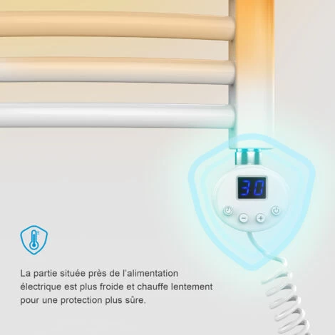 Heilmetz Élément Chauffant Pour Radiateur De Salle De Bain Avec Thermostat, Élément Chauffant Pour Sèche-serviette Électrique Avec Contrôleur De Température Et Fonction De Synchronisation 300W 2 Heilmetz Élément Chauffant Pour Radiateur De Salle De Bain Avec Thermostat, Élément Chauffant Pour Sèche-serviette Électrique Avec Contrôleur De Température Et Fonction De Synchronisation 300W – Image 2