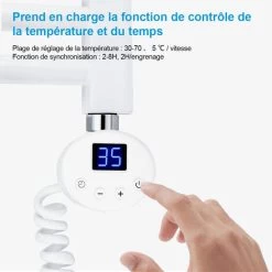 Heilmetz Élément Chauffant Pour Radiateur De Salle De Bain Avec Thermostat, Élément Chauffant Pour Sèche-serviette Électrique Avec Contrôleur De Température Et Fonction De Synchronisation 300W 7 Heilmetz Élément Chauffant Pour Radiateur De Salle De Bain Avec Thermostat, Élément Chauffant Pour Sèche-serviette Électrique Avec Contrôleur De Température Et Fonction De Synchronisation 300W -Chauffage Équipement Magasin 86991429 3