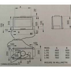 Insert Pour Cheminée à Bois F.lli Lerda L-90 Double Face 18 Kw -Chauffage Équipement Magasin 86993196 4