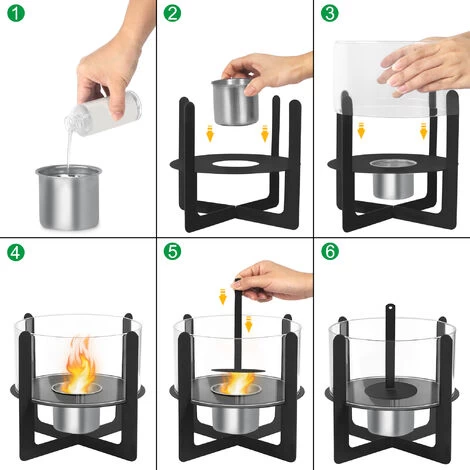 AUFUN Cheminée De Table, Cheminée De Table à L'éthanol Pour Intérieur Et Extérieur Avec Pierres Naturelles, Temps De Combustion Infini, Balcon Décoration Jardin (Type B) 3 AUFUN Cheminée De Table, Cheminée De Table à L'éthanol Pour Intérieur Et Extérieur Avec Pierres Naturelles, Temps De Combustion Infini, Balcon Décoration Jardin (Type B) – Image 3