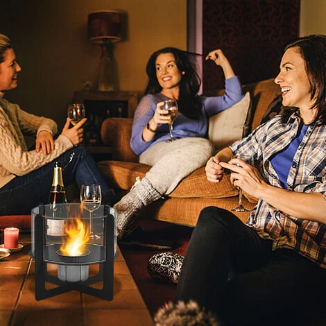 AUFUN Cheminée De Table, Cheminée De Table à L'éthanol Pour Intérieur Et Extérieur Avec Pierres Naturelles, Temps De Combustion Infini, Balcon Décoration Jardin (Type B) 4 AUFUN Cheminée De Table, Cheminée De Table à L'éthanol Pour Intérieur Et Extérieur Avec Pierres Naturelles, Temps De Combustion Infini, Balcon Décoration Jardin (Type B) – Image 4