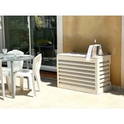 Cache Climatisation Venetian Aluminium Beige Clair RAL9001 - Grand L 120 X H 120 X P 55 Cm