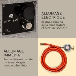 Chauffage à Gaz - Blumfeldt Anafi - 40.000btu/13kw - Couverture Brûleur En Acier Inoxydable - Gris Clair -Chauffage Équipement Magasin 88716263 5