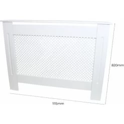 MonsterShop Cache Radiateur à Motif Grillagé En MDF Blanc De 111,5cm De Large X 82cm De Haut X 18,8cm De Profondeur -Chauffage Équipement Magasin 9286094 4