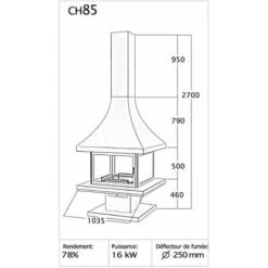 Cheminée Centrale Vitrée SYLVA 16kW CH86 PCI -Chauffage Équipement Magasin 94205 3