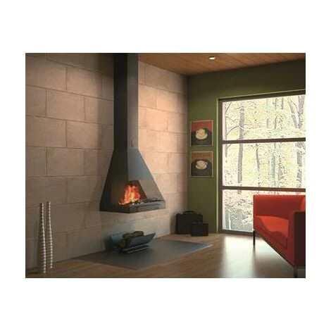 Cheminée Frontale Suspendue Avec Porte Vitrée à Ouverture Coulissante 12 Kw 1 Cheminée Frontale Suspendue Avec Porte Vitrée à Ouverture Coulissante 12 Kw