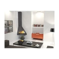 Cheminée De Coin Gauche Suspendue à Porte Vitrée à Ouverture Coulissante 12 Kw