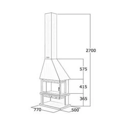 Cheminée D'angle Sur Pieds Avec Chambre De Combustion Réfractaire 12 Kw, Sans Porte -Chauffage Équipement Magasin 9533766 3