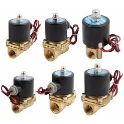 Normal Fermé Électrique Électrovanne Eau Air Laiton N / C， 1"（2W250-25）AC 220V DC 12V-24V -Chauffage Équipement Magasin 95377740 4