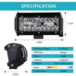 Phare De Travail LED 12V 300W 7'' Projecteur LED Voiture 12v Etanche IP67 Spot Flood Feux Antibrouillard LED 27,000lm Feux De Travail Pour Voiture Camion Tracteur SUV Bateau(2 PCS) 7 Phare De Travail LED 12V 300W 7'' Projecteur LED Voiture 12v Etanche IP67 Spot Flood Feux Antibrouillard LED 27,000lm Feux De Travail Pour Voiture Camion Tracteur SUV Bateau(2 PCS) -Chauffage Équipement Magasin 96762906 4