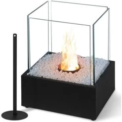 Cheminée De Table Au Bioéthanol Noir Avec Base En Acier Inoxydable Et Verre à L'éthanol Pour L'intérieur Et L'extérieur (type D) NAIZY -Chauffage Équipement Magasin 99357035 2