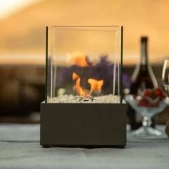 Cheminée De Table Au Bioéthanol Noir Avec Base En Acier Inoxydable Et Verre à L'éthanol Pour L'intérieur Et L'extérieur (type D) NAIZY -Chauffage Équipement Magasin 99357035 3