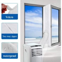 Kit Calfeutrage Climatiseur Mobile Porte Fenetre 400cm, Pour Climatiseurs, Sèche-linge Et Déshumidificateurs Tuyau évacuation Calfeutrage Fermeture éclair, Facile A Installer (4m) -Chauffage Équipement Magasin 99635961 3